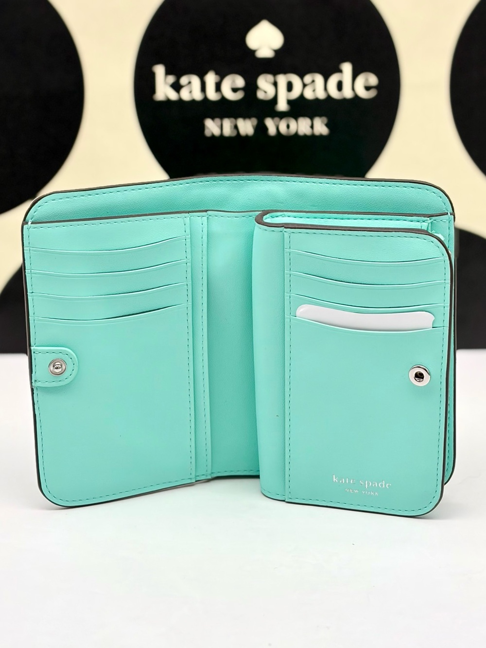 Kate Spade Morgan Ombré Compact Wallet in Mint Liqueur Multi NWT - Picture 7 of 13